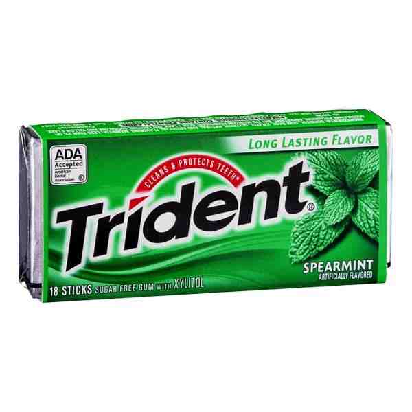 TRIDENT SPEARMINT SUGAR FREE GUM 14 STICKS