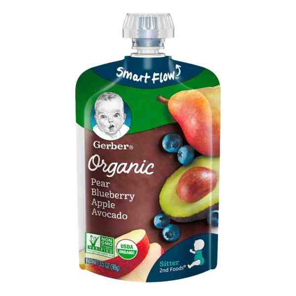 GERBER ORGANIC PEAR-APPLE-BLBRY-AVOCADO 3.5oz