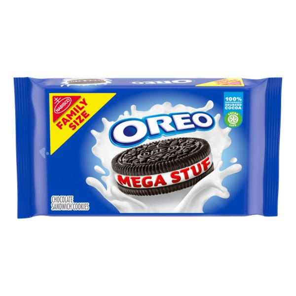OREO MEGA STUF FAMILY SIZE CREME COOKIES 17.6oz
