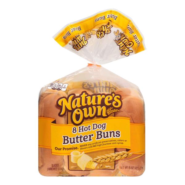 NATURES OWN HOT DOG BUTTER BUNS 8PK