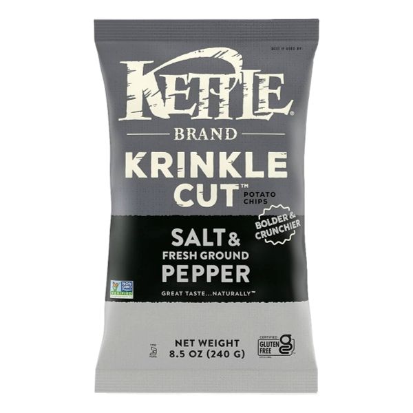 KETTLE POTATO CHIPS KRINKLE CUT SALT & FRESH GROUND PEPPER 7.5 OZ
