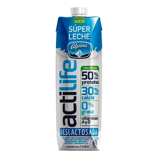 LECHE DESCREMADA DESLACTOSADA ACTILIFE 1L