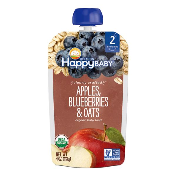 HAPPY BABY S2 APPLE BLBRY OATS ORG 4OZ