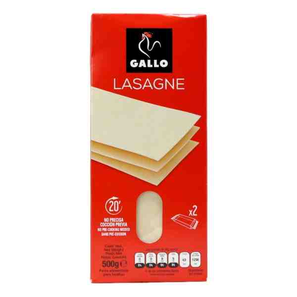 GALLO NO PRE-COOKING LASAGNE 500GR