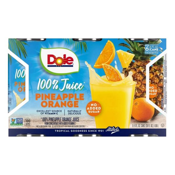 DOLE JUICE PINEAPLE-ORANGE 6 OZ ~