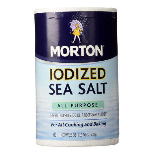 MORTON SEA SALT IODIZED 26 OZ