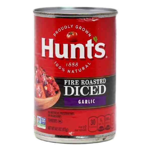 HUNTS DICED TOMATOES FIRE ROASTED GARLIC 14.5oz