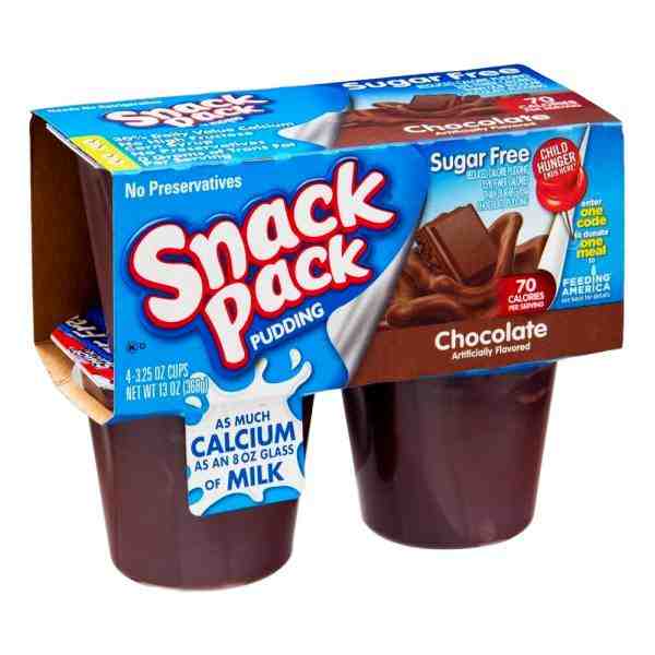 SNACK PACK CHOCOLATE SUGAR FREE 13oz 4pk