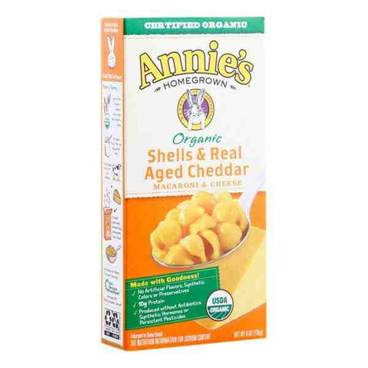 ANNIES ORGANIC SHELL N CHEDDAR 6oz