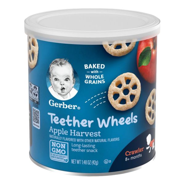 GERBER SNACKS FOR BABY TEETHER APPLE HARVEST 1.48 OZ