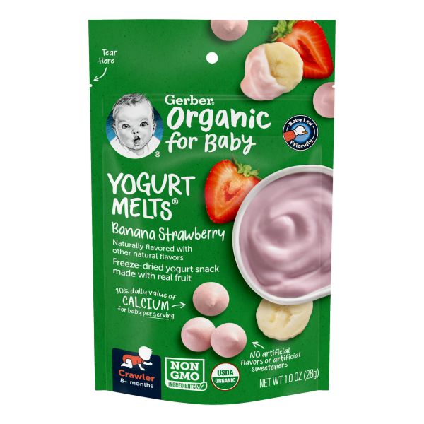 GERBER ORGANIC FOR BABY YOGURT MELTS BANANA STRAWBERRY 1.OZ