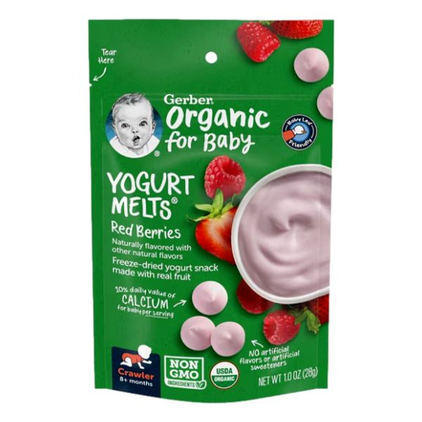 GERBER ORGANIC FOR BABY YOGURT MELTS RED BERRIES 1.OZ