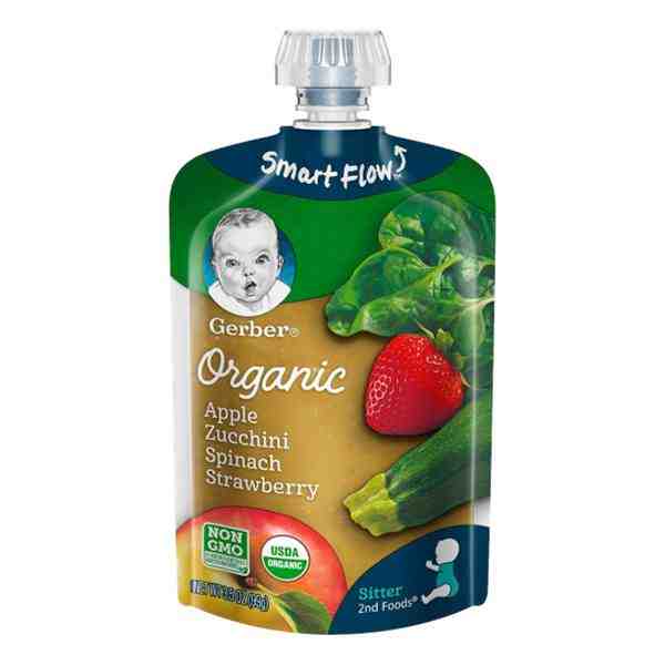 GERBER ORGANIC APPLE-ZUC-SPIN-STRWB 3.5oz