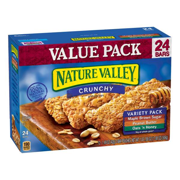 NAT VALLEY CRNCHY GRANOLA VARIETY 24PK 17.8oz