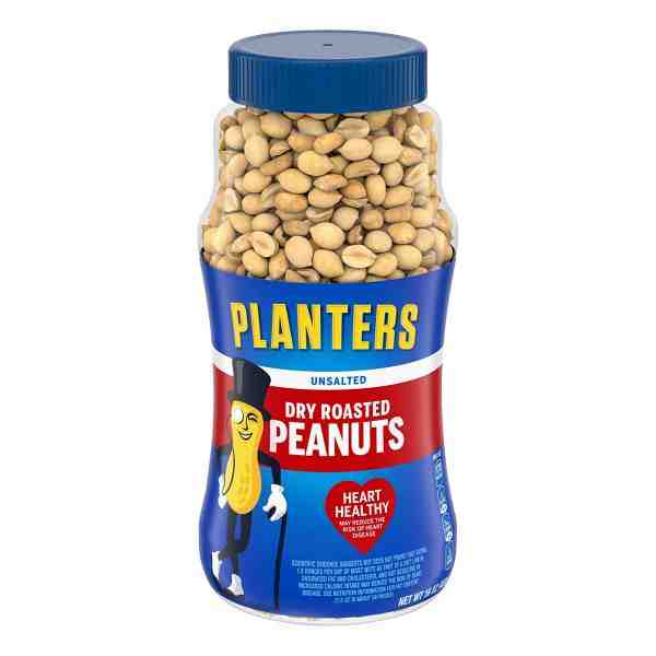 PLANTERS DRY ROASTED PEANUTS UNSALTED 16oz