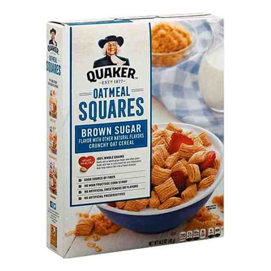 QUAKER OATMEAL SQUARE BROWN CEREAL 14.5oz