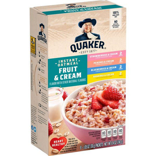 QUAKER	INST OATML FRUIT & CREAM 8.4 OZ