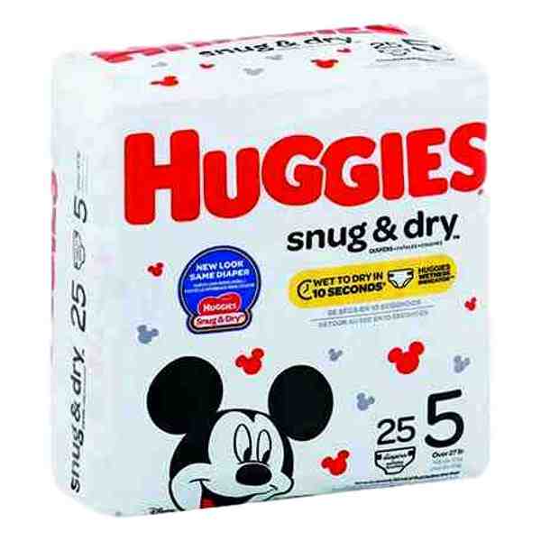 HUGGIES SNUG & DRY SIZE 5 25 DIAPERS