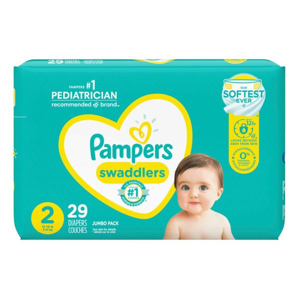 PAMPERS SWADDLERS SIZE 2 29ct