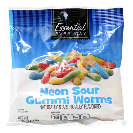 EE NEON SOUR GUMMI WORMS CANDY 6.25oz