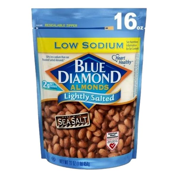 BLUE DIAMOND LITE SALT ALMONDS 16 OZ
