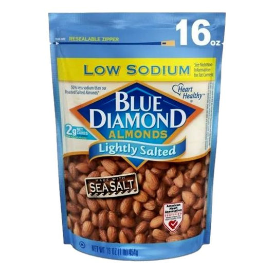 BLUE DIAMOND LITE SALT ALMONDS 16 OZ