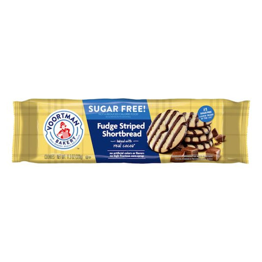 VOORTMAN FUDGE STRIPE SHORTBREAD SF 11.3 OZ