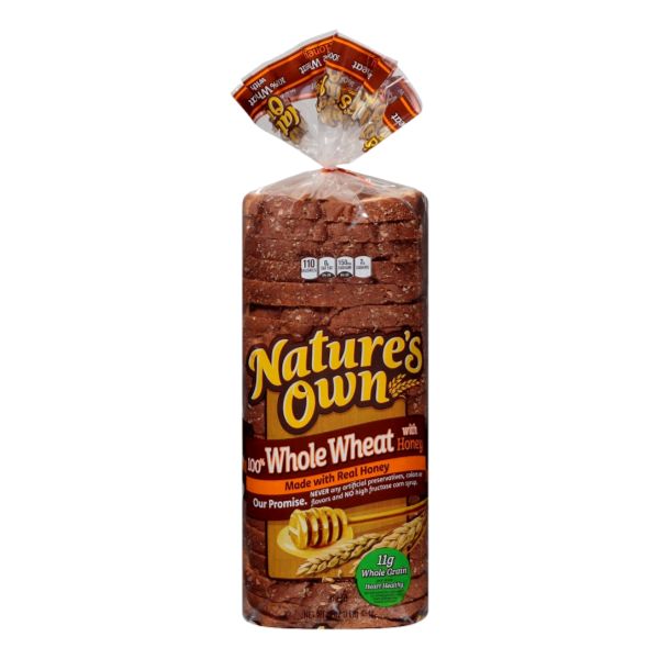 NATURES OWN WHOLE WHEAT WITH HONEY BREAD 16oz