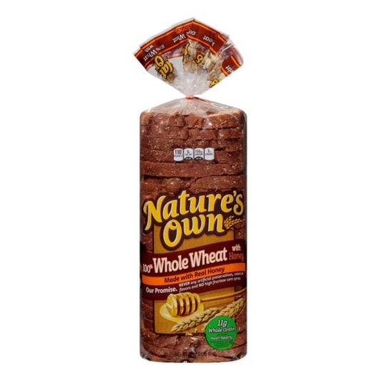 NATURES OWN WHOLE WHEAT WITH HONEY BREAD 16oz