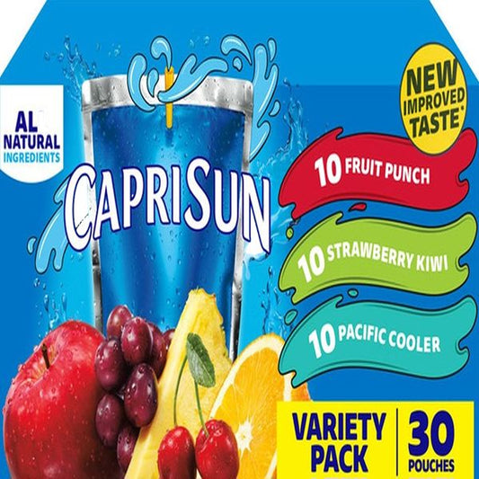 CAPRISUN VARIETY PACK FRUIT PUNCH\STRAWBERRY KIWI\PACIFIC COOL 30 CT