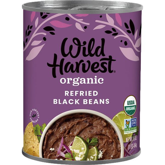 WILD HARVEST  ORGANIC  REFRIED BLACK BEANS 16 OZ