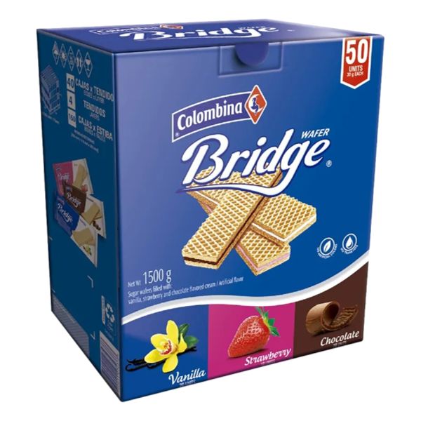 COLOMBINA  BRIDGE WAFER  VANILLA STRAWBERRY & CHOCOLATE 1500 G