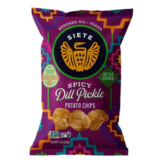 SIETE POTATO CHIP,DILL PICKL,SPICY 5.5 OZ