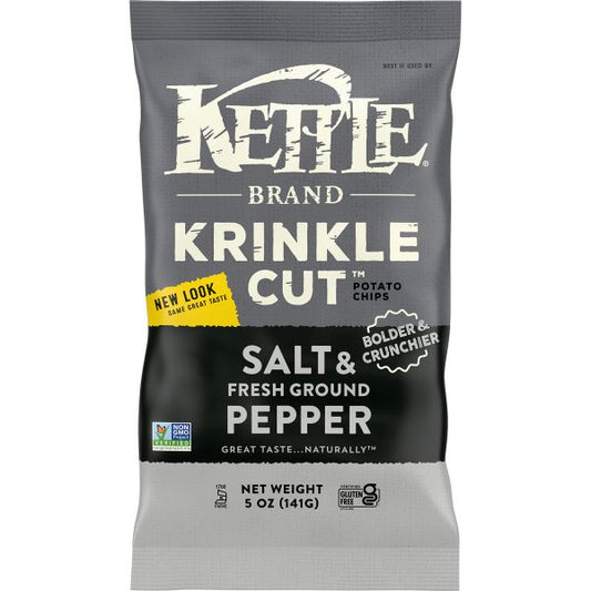 KETTLE POTATO CHIPS KRINKLE CUT SALT FRESH GROUND PEPPER 5OZ