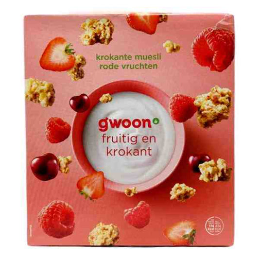 GWOON KROKANTE MUESLI RODE VRUCHTEN 600gr