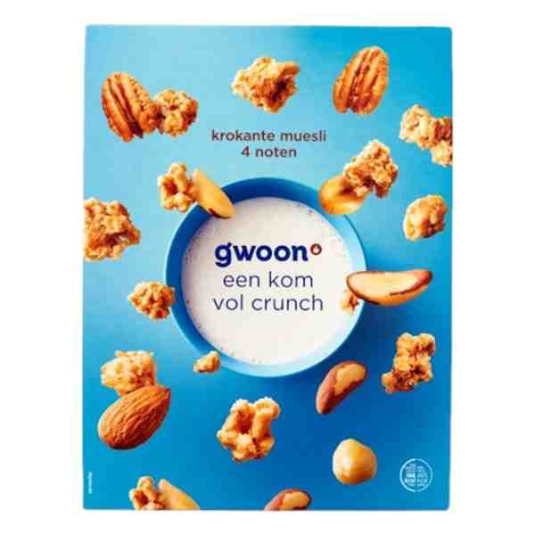 GWOON KROKANTE MUESLI 4 NOTEN 650gr