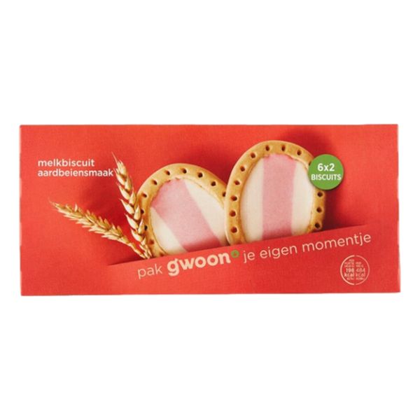 GWOON MELKBISCUIT  AARDBEI 12ST