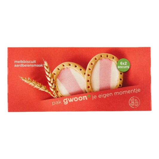 GWOON MELKBISCUIT  AARDBEI 12ST