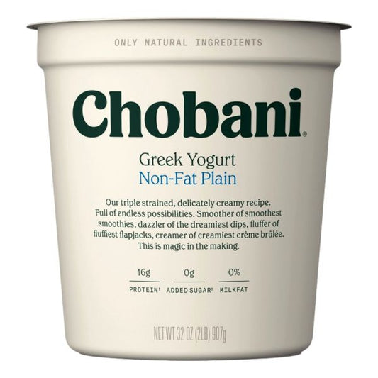 CHOBANI YOGURT GREEK PLAIN FAT FREE 32oz