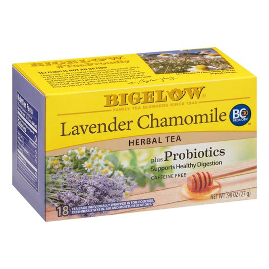 BIGELOW	LAVENDER CHAMOMILE TEA  PROBIOTICS 18CT