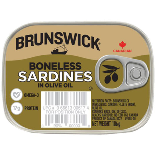 BRUNSWICK SARDINE BONELESS  OILIVEL OIL 106 GR