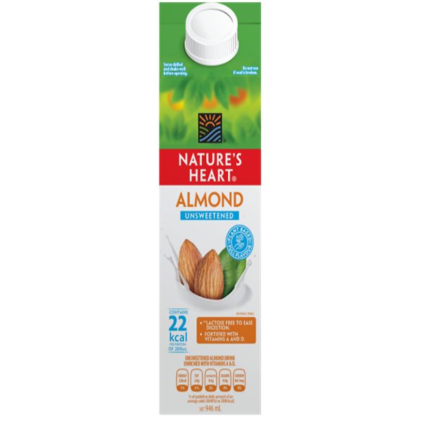 NATURE'S HEART ALMOND UNSWT MILK 946 ML